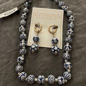 NEW canvas earring and necklace set
